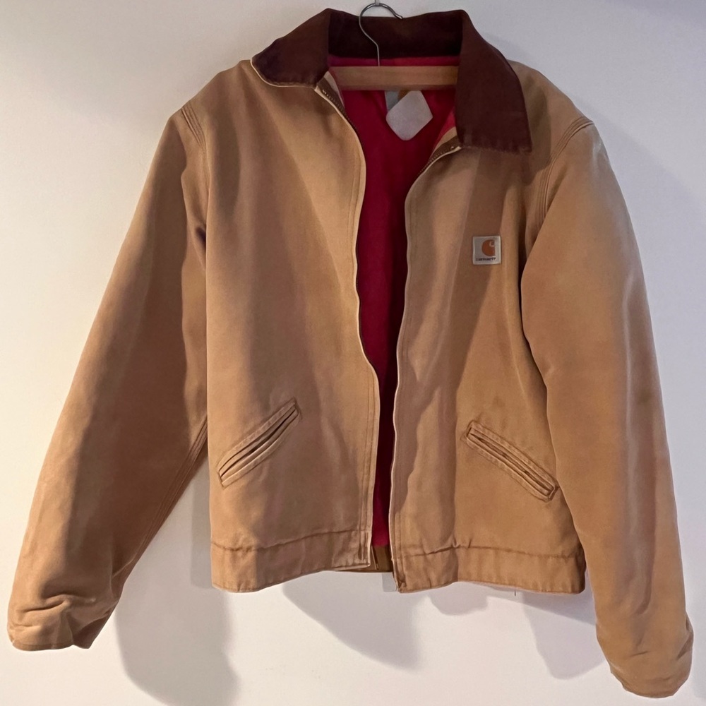 VINTAGE Carhartt Tan Jacket with Brown Collar